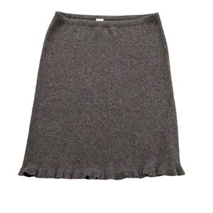 J. Jill Merino Wool Charcoal Gray Knit Pencil Skirt with Ruffle Hem